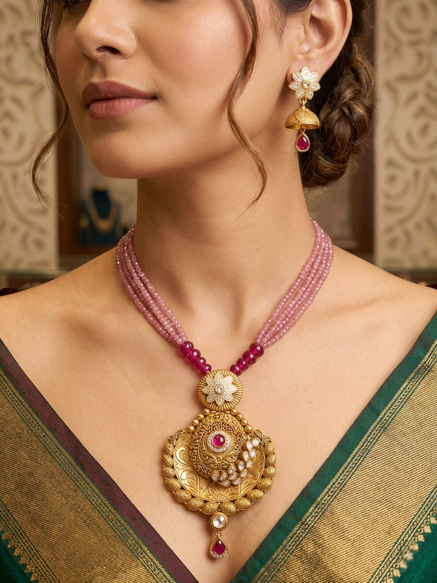Necklace for ladies with kundan