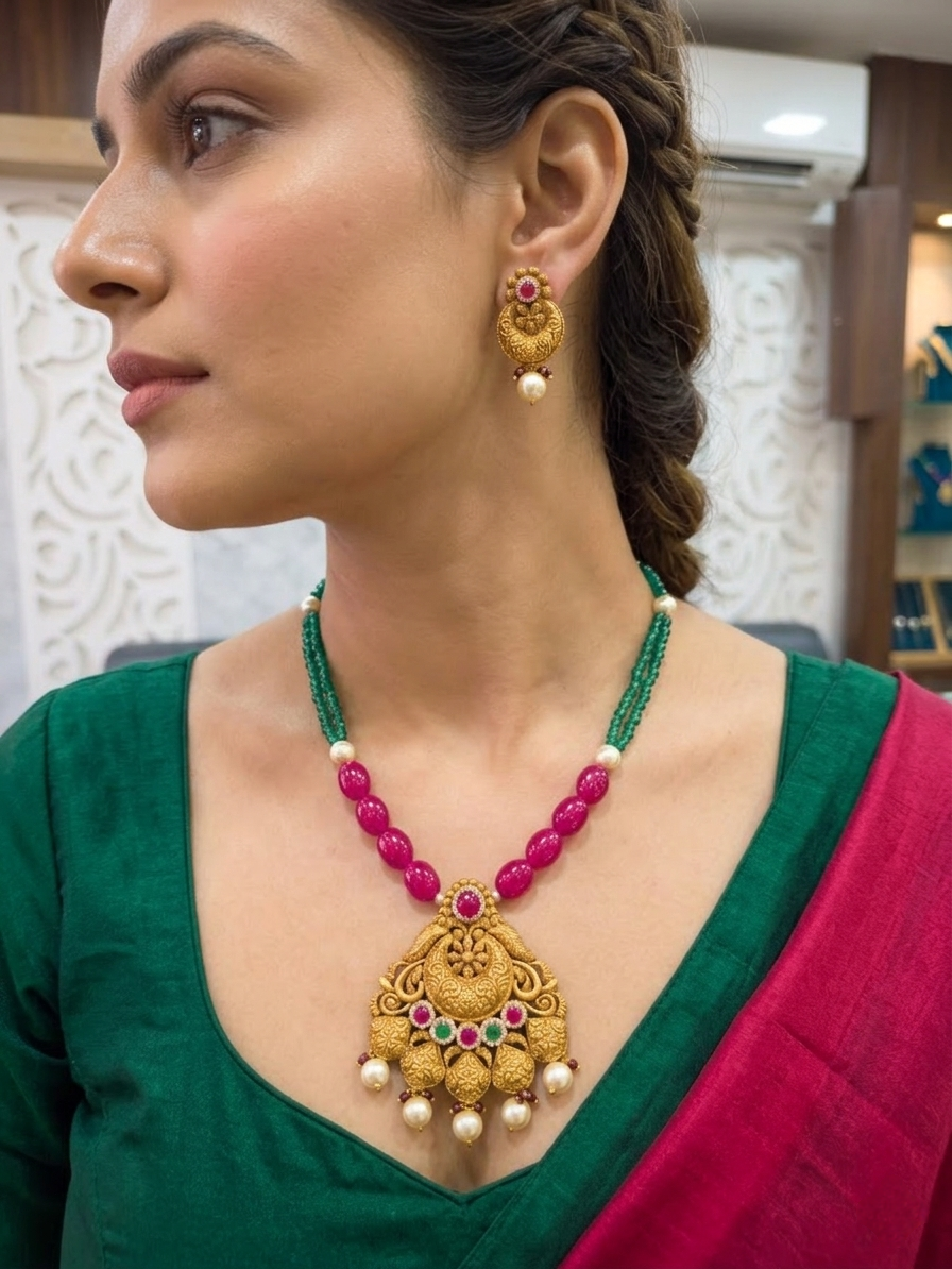 Necklace for ladies with kundan