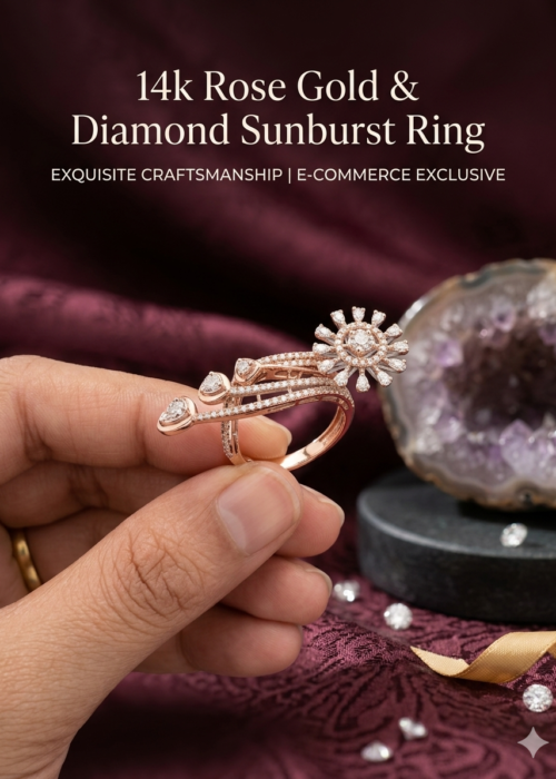 Diamond studded Gold ladies rings