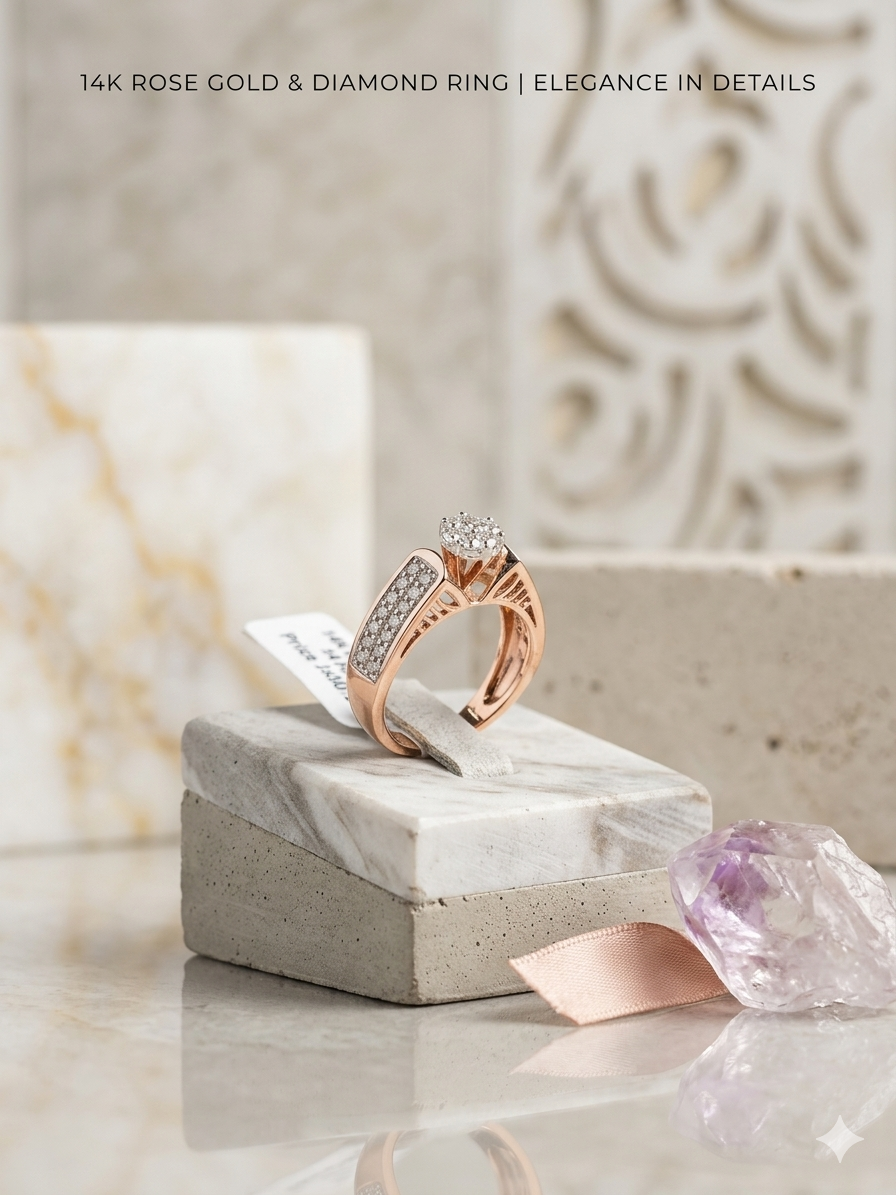 Diamond studded Gold ladies rings