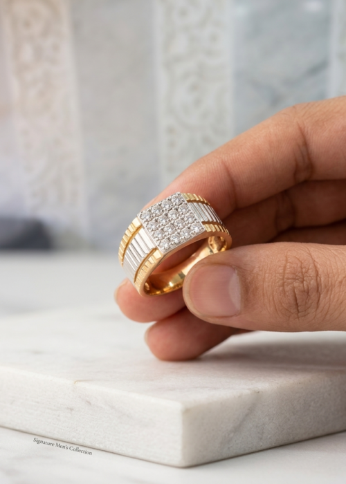 Diamond studded Gold Mens rings