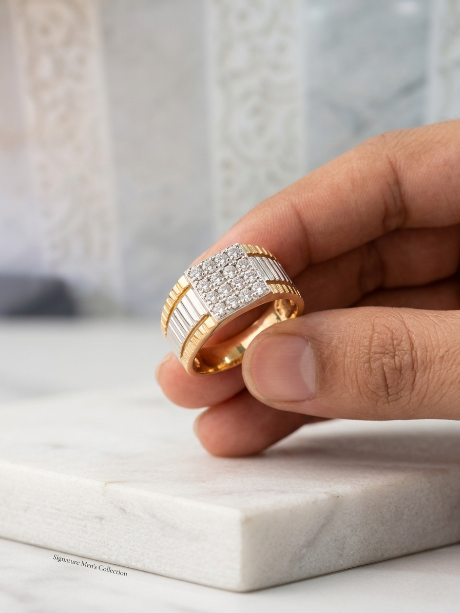 Diamond studded Gold Mens rings
