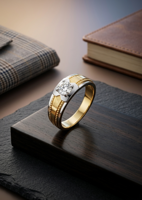 Diamond studded Gold Mens rings