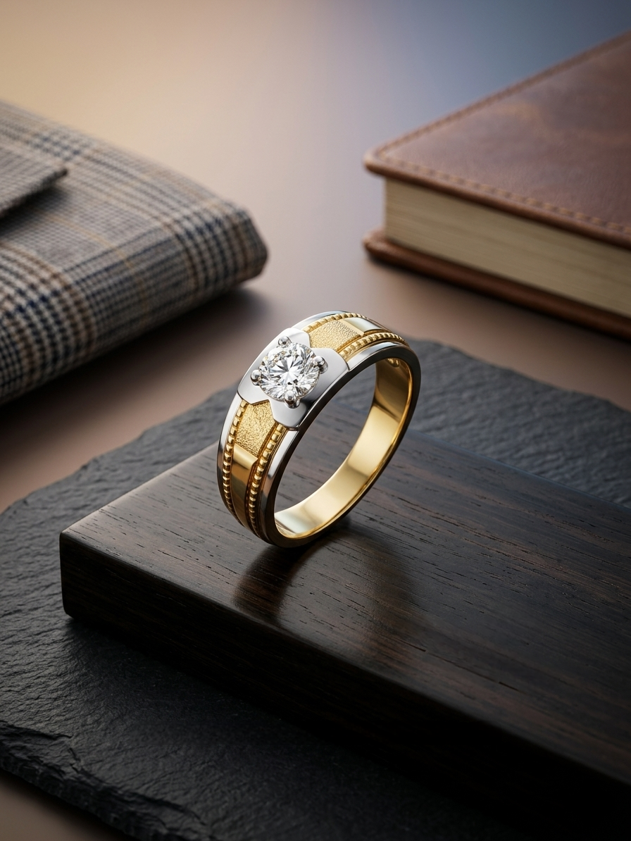 Diamond studded Gold Mens rings
